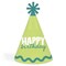 Big Dot of Happiness Light Green and Teal Wavy Happy Birthday Cone Party Hats, Retro Party Decorations, Birthday Party Hats Kids & Adults - Set of 8